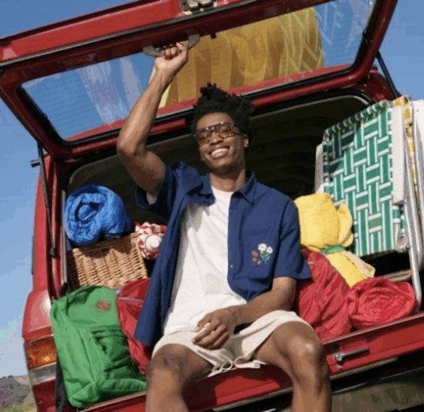 African American Man ready for tailgate party in blue and white