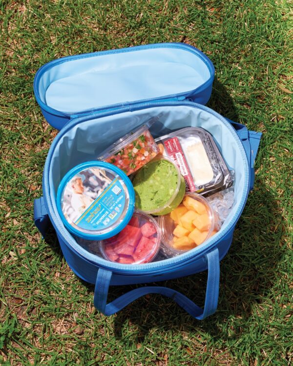 Cooler with fruits and dips