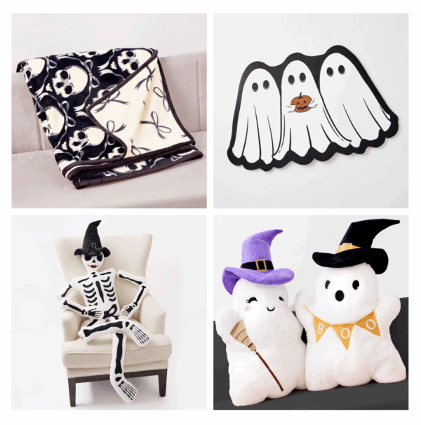 Skull Blanket, Ghosts, Skeleton Pillow, Spooks