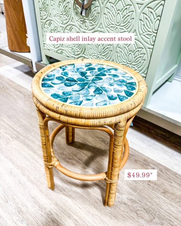 Capiz shell inlay accent stool